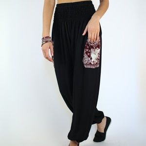 Black Rombo Harem Elephant Pants with Yoga Top